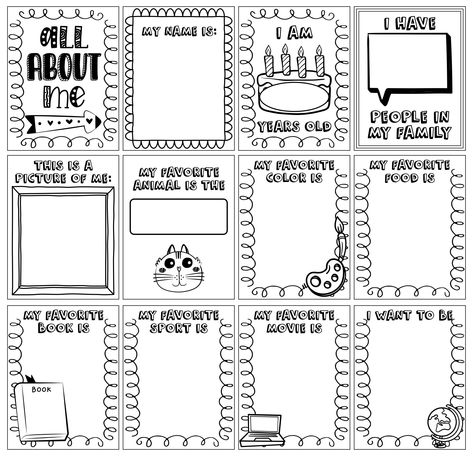 Printable All About Me Concept Book All About Me Book Printable Free, All About Me 1st Grade, All About Me Template Printables Free, All About Me Free Printables, About Me Board, All About Me Template, Hope Squad, All About Me Booklet, Book About Me