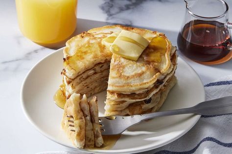 These light, protein-packed pancakes are a great way to start the day. #easylunchrecipes #familydinner #familyfriendlyrecipes #marthastewart #recipeideas #recipes #weeknightdinners Martha Stewart Cottage Cheese Pancakes, Ww Cottage Cheese Pancakes, High Protein Pancakes Cottage Cheese, Cheese Pancakes Recipe, Cottage Cheese Protein Powder Pancakes, Good Culture Cottage Cheese Pancakes, Cottage Cheese Pancakes Recipe, Morning Treats, Cottage Cheese Pancakes