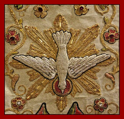 Veni Creator Spiritus | "Be light to the mind, burning love … | Flickr Come Holy Spirit, Church Aesthetic, Burning Love, Rosary Prayer, Diy Embroidery Designs, Love T, Pentecost, The Holy Spirit, Catholic Art