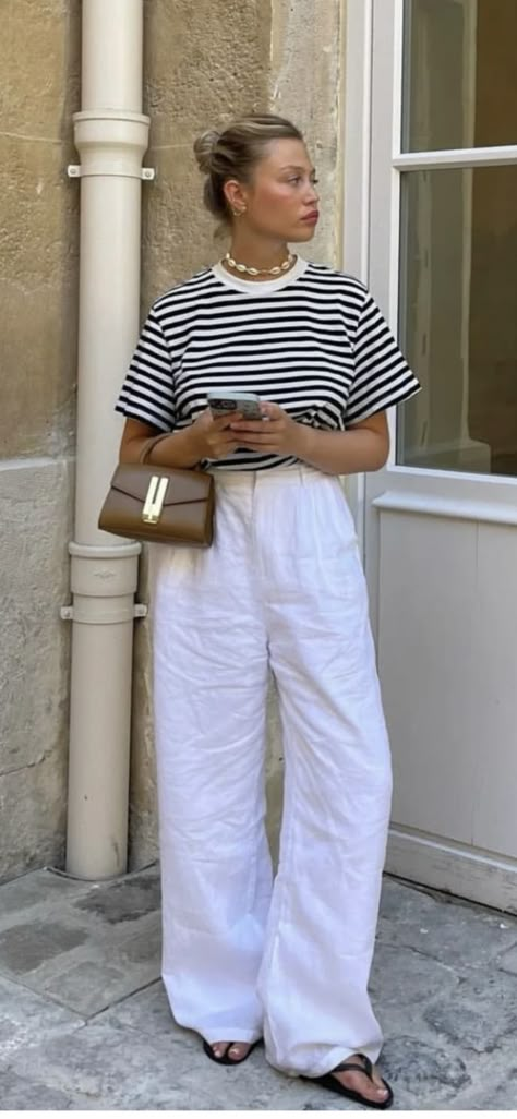 How To Wear Linen Pants, How To Style Linen Pants, Linen Pants Outfit Summer, White Linen Pants Outfit, White Pants Outfit, Linen Pants Outfit, Black Linen Pants, Summer Pants Outfits, Simple Summer Outfits