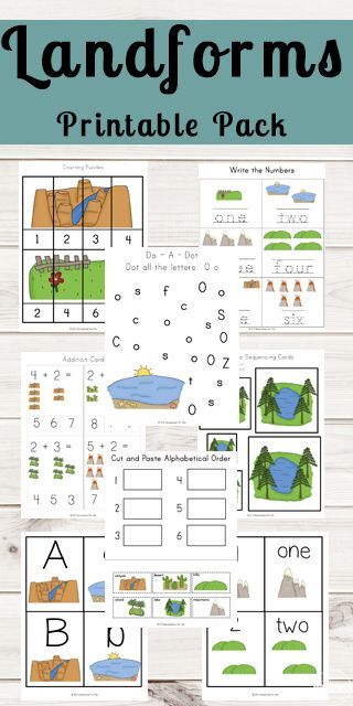 FREE Landforms Worksheets - Kids will have fun learning about landforms as they make their own emergent reader, label, and do math, alphabet, and science worksheets with a fun landform theme. These free printables are perfect for preschool, kindergarten, first grade, 2nd grade, and 3rd grade students. Landforms Worksheet, Landforms Activities, Math Alphabet, Social Awkwardness, Pond Animals, Worksheet For Kindergarten, Homeschool Geography, Kindergarten Worksheets Printable, Printables Free Kids