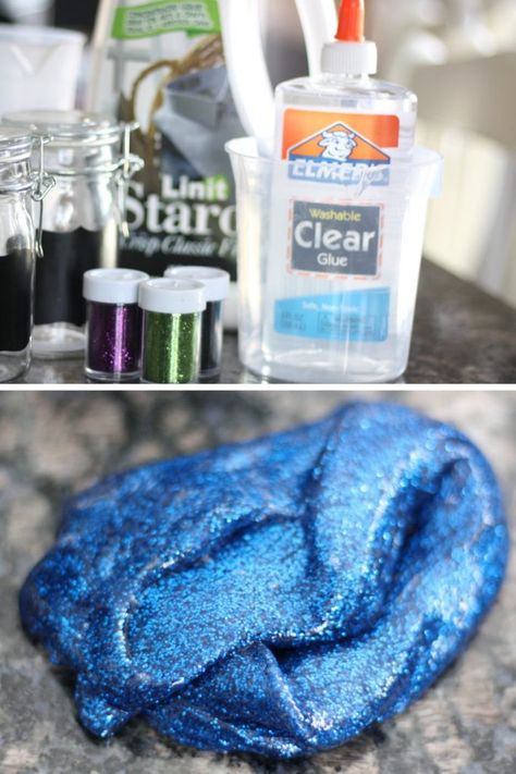 How to Make Clear Glue Glitter Slime for Cool Kids Science Activity Slime Recipe Clear Glue, Slime With Clear Glue, Slime Recipe Clear, Glitter Glue Slime Recipes, Make Slime For Kids, Glitter Slime Recipe, Slime Clear, Cool Slime Recipes, Homemade Slime Recipe