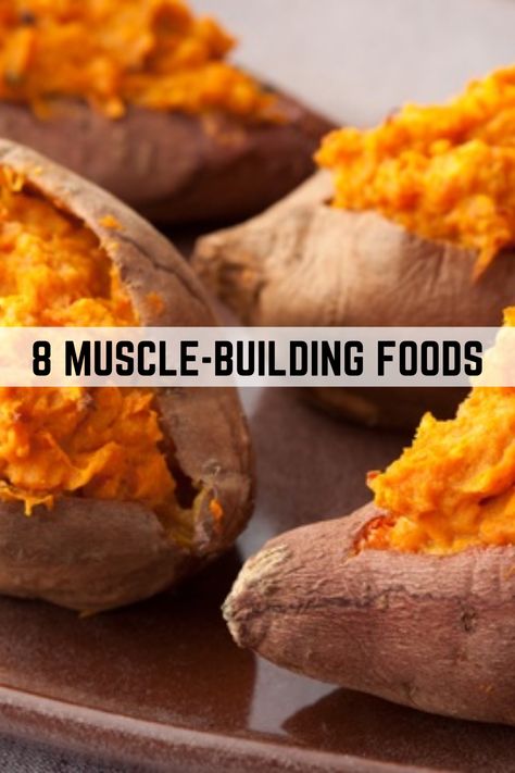 While workouts are an integral part of your muscle-building plan, adding the right foods is just as important. Plain chicken breast works well to build muscle, but after a while it gets boring and bland.  Pack on quality, lean muscle mass by adding these 8 muscle-building foods to your diet now. Lean Muscles Women, Food For Muscle Growth, Muscle Gain Meal Plan, Muscle Building Meal Plan, Muscle Building Women, Protein To Build Muscle, Muscle Building Foods, Muscle Building Diet, Good Carbs