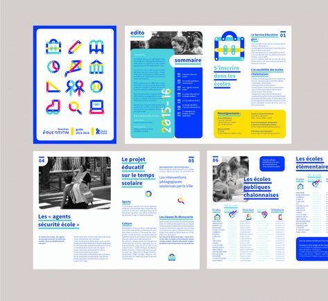 Une identité visuelle extra-scolaire ! - Graphéine Leaflet Design, Education Design, Brand Book, Print Layout, Editorial Layout, Book Layout, Album Design, Magazine Layout, Annual Report