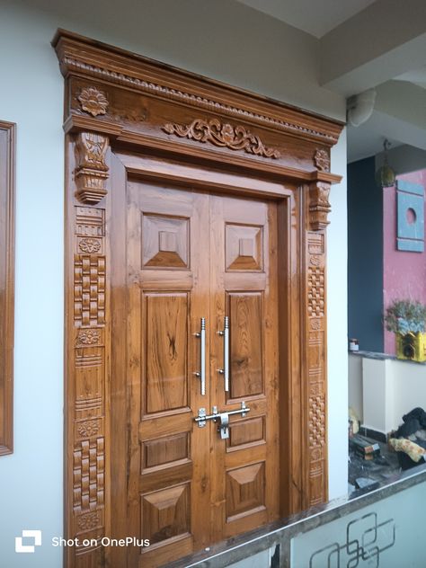 Front Door Design Wood Indian, Wooden Main Door Design Entrance Modern, Main Door Design Entrance Indian, Main Entrance Wooden Doors, Main Door Design Entrance, Indian Main Door Designs, Door Design Entrance, Main Door Designs, Wooden Window Design