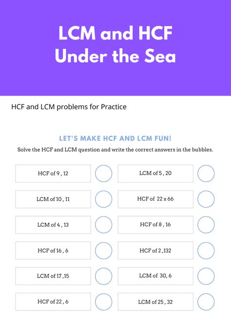 HCF and LCM questions for Class 6 Maths Playing With Numbers with Solutions Hcf And Lcm, 8th Grade Math Worksheets, Grade 5 Math Worksheets, Class 6 Maths, Mental Maths Worksheets, Playing With Numbers, Factors And Multiples, Kindergarten Skills, Verb Worksheets