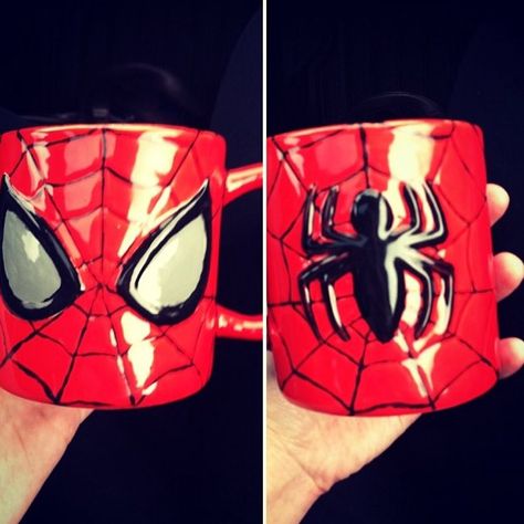 Spider Man Pottery, Spider Man Ceramic, Spiderman Pottery Painting, Spider Man Clay Ideas, Spiderman Pottery, Spider Mug, Spiderman Mug, Diy Pottery Painting, Color Me Mine