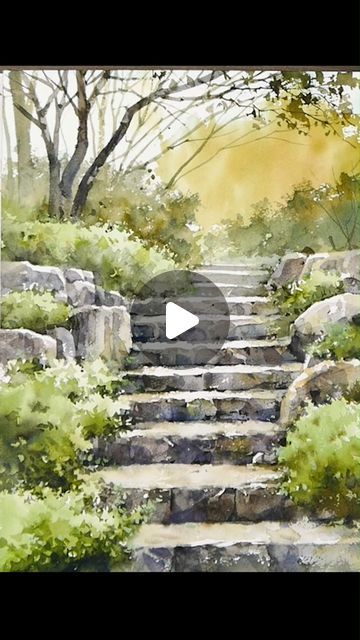 Water Colors Painting Landscaping, Watercolor Art Landscape Tutorial, Landscape Watercolor Tutorial, Aquarelle Painting Landscape, Watercolor Drawing Landscape, Watercolor Scenery Painting, Wet On Wet Watercolor, Watercolor Landscape Tutorial, Sketch Landscape