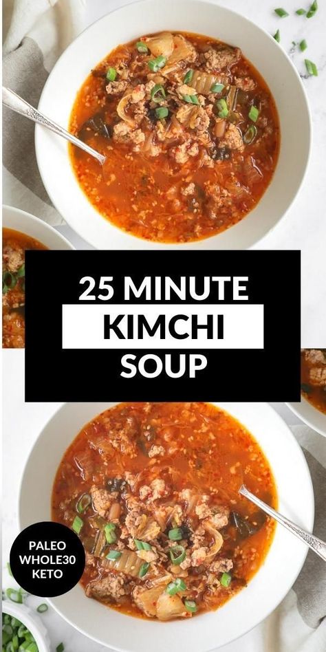 Keto Kimchi, Kimchi Soup Recipe, Lunches To Pack, Kimchi Soup, Easy Kimchi, Soup Keto, Whole30 Keto, Kimchi Recipe, Keto Soup