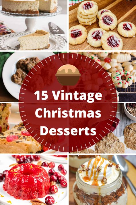 Vintage Christmas Desserts To Recreate the Nostalgia of Christmas Past Famous Christmas Cookies, Vintage Christmas Dessert Recipes, Vintage Holiday Desserts, Old School Christmas Desserts, 1940s Desserts, Old Fashion Christmas Desserts, Retro Christmas Party Food, 80s Christmas Food, Retro Christmas Recipes