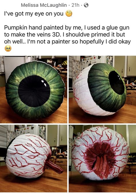 Eyeball Pumpkin, Realistic Eyeball, Book Character Pumpkins, Pumpkin Inspiration, Halloween Pumpkin Crafts, Creative Pumpkin Painting, Creative Pumpkin Decorating, Pumpkin Contest, Carving Pumpkins