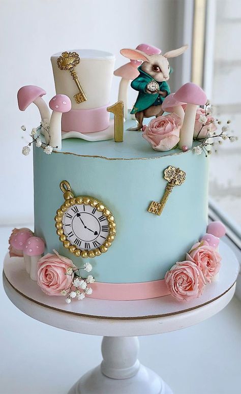 alice in wonderland blue cake, baby girl first birthday cake, baby first birthday cake, 1st birthday cake baby girls, pink birthday cake, birthday cake for baby girls, 1st birthday cakes Alice In Onederland Cake 1st Birthdays, Alice In Wonderland Smash Cake, Alice In Onederland Cake, Pretty Cake Ideas, Alice In Wonderland Birthday Cake, Girls First Birthday Cake, Alice In Wonderland Cake, Wonderland Party Decorations, 6th Birthday Cakes