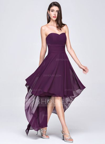 Corte A/Princesa Escote corazón Asimétrico Chifón Vestido de noche (017013987) Vestidos Color Uva, Color Uva, Satin Evening Dresses, Cheap Evening Dresses, Chiffon Evening Dresses, Formal Evening Dresses, Homecoming Dress, Formal Gowns, Favorite Dress