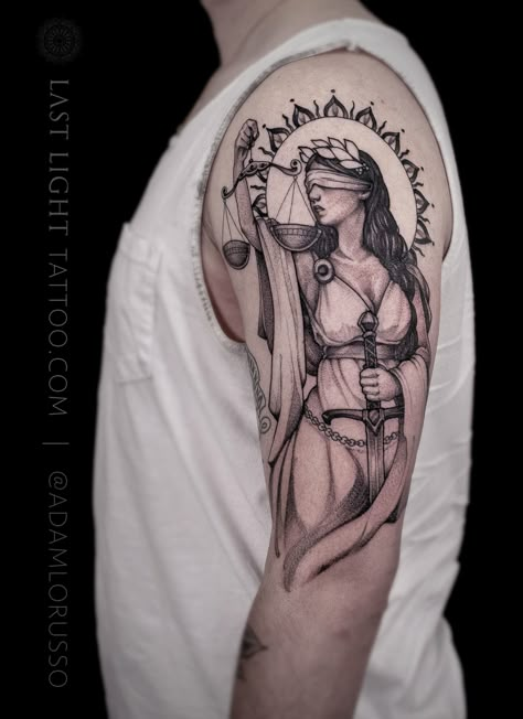 God Of Justice Tattoo, Lady Justice Traditional Tattoo, Lady Justice Tattoo Sleeve, Medea Tattoo, Justice Lady Tattoo, Justice Tattoo Men, And Justice For All Tattoo, Lady Of Justice Tattoo, Blind Justice Tattoo