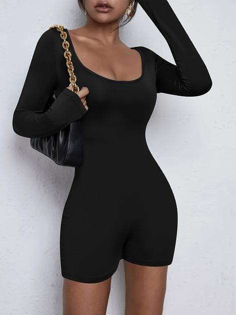 Faster shipping. Better service Unitard Outfit, Comfy Jumpsuits, Looks Party, Long Sleeve And Shorts, Jumpsuit Outfit, Romper Outfit, Long Jumpsuits, Long Sleeve Jumpsuit, Short Jumpsuit