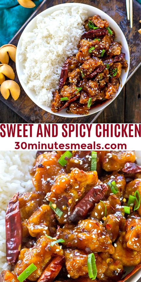 Dinner Asian, Sweet And Spicy Chicken, Spicy Chicken Recipes, Best Chicken Recipes, Spicy Sauce, Recipe Video, One Pan, Spicy Chicken, Crispy Chicken