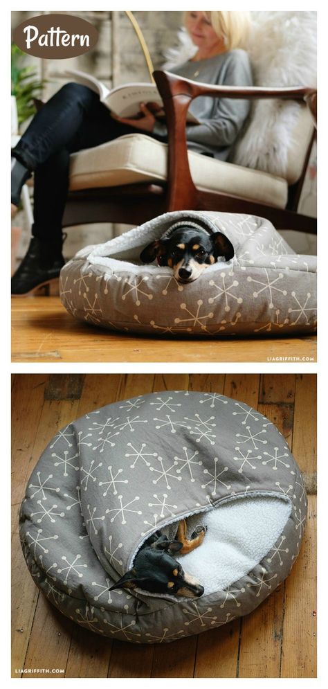 Burrow Dog Bed Sewing Pattern  #petbeds #easysewingprojects #sewingpattern Burrow Dog Bed Diy, Sewing Pet Bed, Clothes For Dogs Diy Free Pattern, Diy Dog Burrow Bed Pattern, Diy Dog Mattress, Diy Dog Beds For Small Dogs, Sewing For Dogs, Pet Beds Diy, Dog Beds Diy