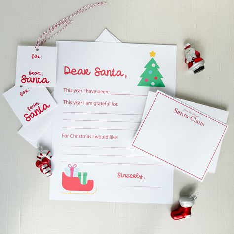 Letter Writing Kit, Santa Writing, Santa Claus Letter, Santa Gift Tags, Gift Tags Christmas, Christmas Wish List, Letter To Santa, Personalized Cookies, Stationery Printing