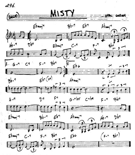 Misty - Jazz standard #misty Tenor Saxophone Sheet Music, Jazz Guitar Lessons, Easy Sheet Music, Piano Jazz, Trumpet Sheet Music, Trumpet Music, Jazz Songs, Clarinet Sheet Music, Jazz Sheet Music