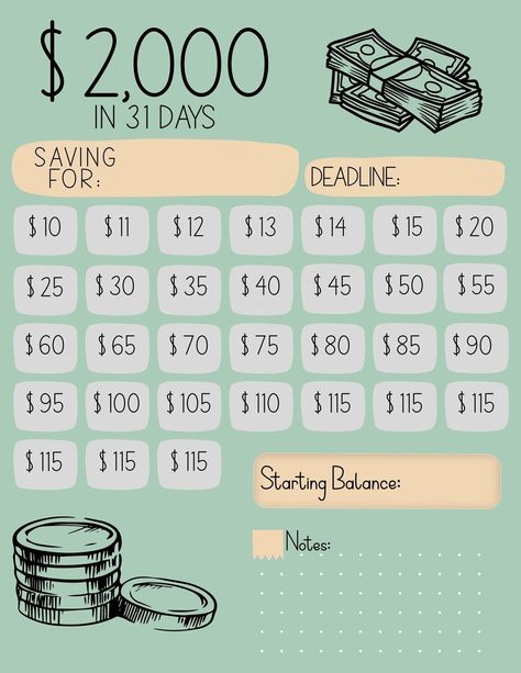 Savings Challenge | 31 Day Money | Save | Financial Goals | Monthly Savings savings #plannerdeestudosparaimprimir #plannerdeestudosgratis #monthlyplannertemplate🤞. 2000 A Month Saving, 2 Month Saving Plan, Money Saving Challenge 100 Days, Minimum Wage Savings Plan, Weekly Pay Savings Plan, 10 Week Money Saving Plan, 2 Months Savings Challenge, 2000 In A Month Savings Plan, Save 1k In A Month