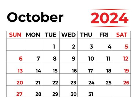 October 2024 monthly calendar with very clean look, week starts from Sunday Places In The Community, 2024 Monthly Calendar, Flower Background Design, October Calendar, 10 October, Clean Look, March 2024, Calendar 2024, Letter O