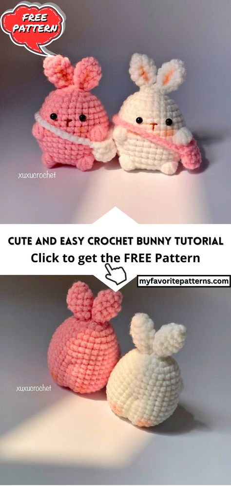 Cute and Easy Crochet Bunny Tutorial Crochet Small Rabbit Free Pattern, Crochet Easy Keychain Pattern, Bunny Keychain Crochet Pattern Free, Small Pink Crochet Projects, No Sew Bunny Crochet, Easy Crochet For Beginners Step By Step, Easy Bunny Crochet Pattern Free, Easy Amigurumi For Beginners, Amigurumi Easy Free Pattern