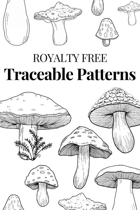 mushroom patterns for tracing and making DIY pyrography projects out of. Wood Burning Templates, Beginner Wood Burning Pattern, Beginner Wood Burning, Wood Burning Tips, Pyrography Designs, Wood Burning Patterns Stencil, Dremel Crafts, Wood Burning Stencils, Wood Burning Techniques