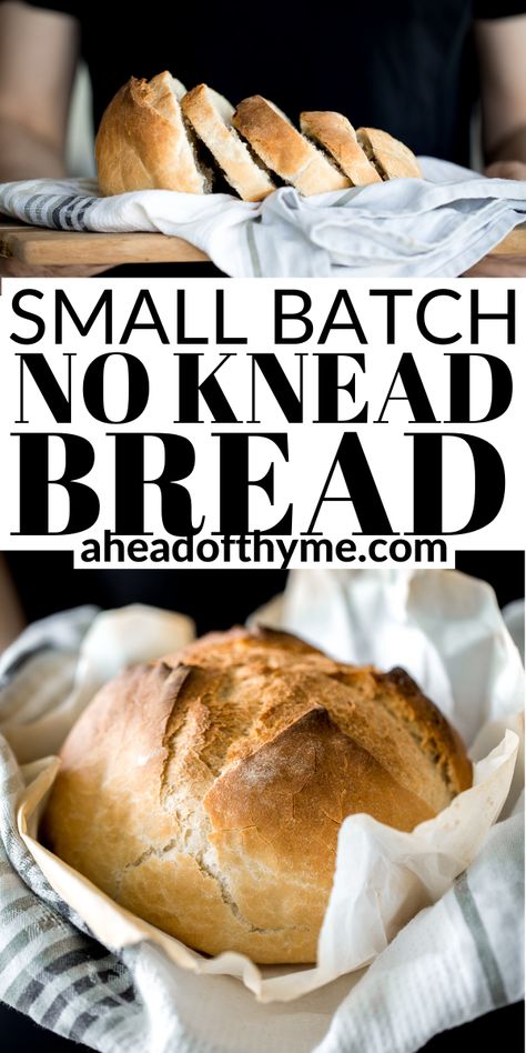 Bread For Beginners, Small Batch Baking, Dutch Oven Bread, Knead Bread, No Knead Bread, No Knead, Cooking For One, Cooking For Two, Sandwich Bread