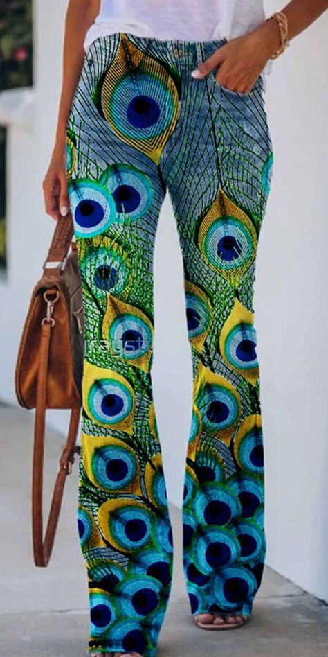 Hot Sale >Top Trending# Women pants# Summer Peacock Pattern casual Pants S-5XL in 2022 | Diy fashion clothing, Fashion, Fancy outfits Printed Flare Pants, Peacock Pattern, Diy Fashion Clothing, Floral Jeans, Pants Summer, Painted Clothes, Women Pants, Top Trending, Floral Pants