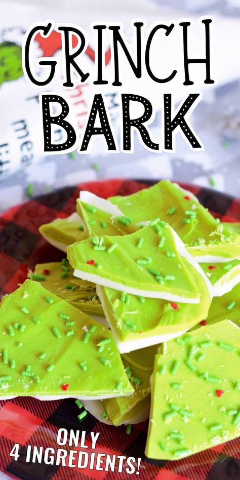 Christmas Bark Candy, Grinch Bark, Christmas Bark Recipes, Bark Candy, Green And White Christmas, Christmas Bark, Christmas Eats, Christmas Recipes Easy, Candy Bark