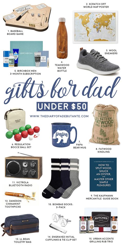 Father's Day is June 16th! If you've still got some shopping to do, check out these 15 affordable gifts for him from popular southern lifestyle blogger Stephanie Ziajka! All featured Father's Day gift ideas are fun, unique, and under $50, and they'd make great gifts for dads, gifts for husbands, gifts for brothers, and gifts for male teachers, too. Click through to read the full post on Diary of a Debutante! #fathersday #giftsforhim #giftsfordad #giftsunder50 #giftguide Gifts For Male Teachers, Cool Gifts For Guys, Male Teachers, Gifts For Brothers, Male Teacher Gifts, Gifts For Husbands, Clay Gifts, Trending Christmas Gifts, Gifts For Dads