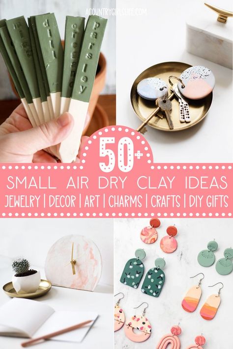 Looking for cute, fun and EASY small clay projects? Need ideas for beginners to advanced? We have a HUGE list of inspiration, ideas and tutorials. These air dry clay ideas are great for adults, teens or kids! Modern, unique and useful ideas to make and sell! We have ideas for art, decor, charms, crafts and DIY gifts that you'll be proud of! Fimo, Air Clay Projects Ideas, Beginners Polymer Clay Ideas, Etsy Diy Ideas, Crafts To Try For Adults, Clay For Beginners Ideas, How To Add Color To Air Dry Clay, Working With Air Dry Clay For Beginners, Ceramics Projects For Beginners