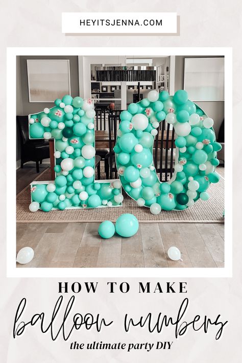 DIY: How to Make Balloon Numbers • hey, it's jenna 40th Birthday Balloons, Balloon Numbers, Diy Birthday Backdrop, How To Make Balloon, 50 Balloons, Cricut Birthday, The Perfect Birthday, Balloon Pictures, Perfect Birthday Party