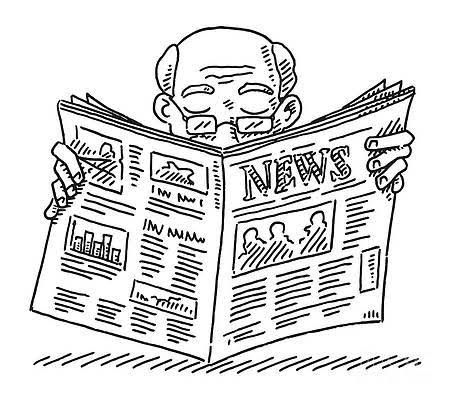 Reading Newspaper Drawing, Old Man Reading Newspaper, Old Man Reading, Man Reading Newspaper, Newspaper Drawing, Newspaper Illustration, Man Reading, Reading Newspaper, Mockups Design