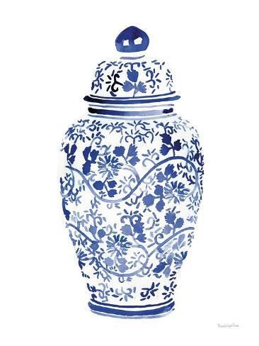 size: 12x9in Art Print: Ginger Jar I by Mercedes Lopez Charro : Ginger Jar Painting, Chinoiserie Paintings, Ginger Jar Art, Watercolor Birthday Cards, Sketchbook Art Journal, Ginger Jar, Fine Arts Posters, Ginger Jars, High Quality Art Prints