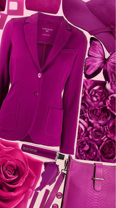 Magenta Purple Outfit, Magenta Clothes Outfit, Magenta Jacket Outfit, Magenta Aesthetic Outfit, Ootd Magenta, Viva Magenta Outfit, Magenta Outfit Ideas, Magenta Clothes, Magenta Outfits