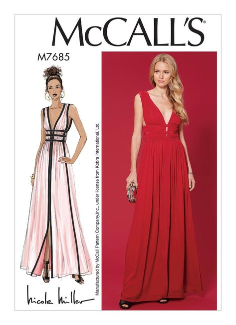 Sew Your Kibbe: Soft Natural – Doctor T Designs Evening Gown Pattern, Formal Dress Patterns, Flamboyant Natural, Deep V Dress, V Dress, Gown Pattern, Gathered Dress, Jumpsuit Pattern, Mccalls Sewing Patterns