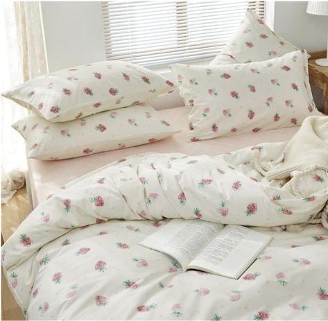 Cotton Fabric: The cute strawberry bedding queen girls duvet cover set is made of 100% natural cotton, super soft and comfortable to touch, lightweight and breathable to bring you the good deep sleep all the night.
✦ Set Include: Kawaii bedding strawberry cotton duvet cover queen 3-piece set = 1*Strawberry duvet cover queen 90" x 90" + 2* Patterned pillow cases queen 20" x 26". 【Notes】Queen girls bedding cotton comforter cover just a cover, not the fluffy comforter Teen Girls Bedding, Kawaii Bedroom Decor, Strawberry Duvet, Kids Bed Cover, Strawberry Bedding, Strawberry Beds, Cute Duvet Covers, Girls Duvet Covers