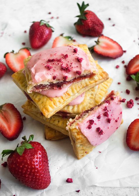 Homemade Strawberry Pop Tarts | Nourished Endeavors Strawberry Poptarts Homemade, Wildberry Poptart Recipe, Homemade Strawberry Pop Tarts, Baking With Strawberries, Strawberry Baking Recipes, Strawberry Baked Goods, Strawberry Poptarts, Strawberry Poptart, Strawberry Baking