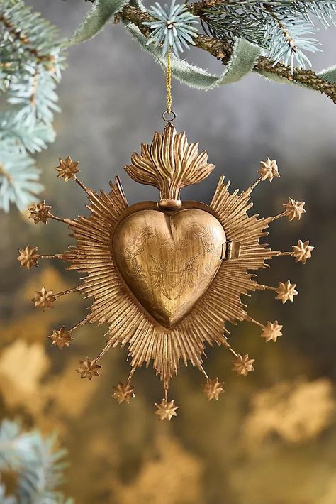 Shop: Christmas Trees, Trim the Tree, Ornaments, and Decorate | Terrain Star Shaped Christmas Ornaments, Custom Made Gifts, Diy House Ornament, Moody Yule Decor, Handmade Christmas Ornaments Unique, Celestial Christmas Tree, Hispanic Decor, Sacred Heart Decor, Ornament Tradition