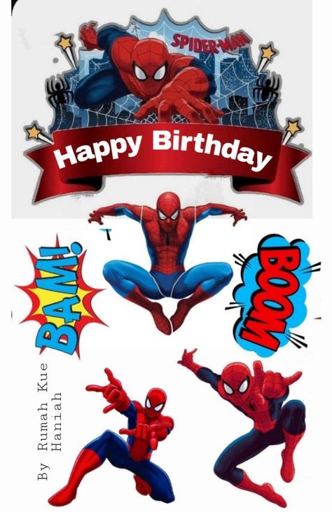 Topper Spiderman Birthday, Orumcek Adam, Topper Spiderman, Spiderman Cupcake Toppers, Spiderman Topper, Happy Birthday Spiderman, Batman Birthday Cakes, Spiderman Cupcakes, Baby Boy Cake Topper