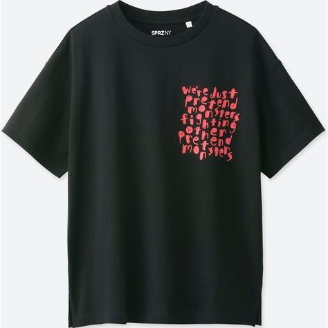 UNIQLO Women's Sprz Ny Graphic T-Shirt (timothy Goodman) ($15) ❤ liked on Polyvore featuring tops, t-shirts, black, graphic printed t shirts, uniqlo t shirt, uniqlo tops, graphic tops and uniqlo tee Uniqlo Graphic Tees, Uniqlo T Shirt, Women Tshirt Outfit, Black Graphic Design, Timothy Goodman, Uniqlo Tshirt, Uniqlo Shirt, Black Lotus, Uniqlo Tops