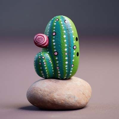 Cactus Rocks Painted, Stacked Flower Pots, Cactus Rocks, Stone Cactus, Painted Rock Cactus, Rock Cactus, Faux Cactus, Diy Rock Art, Stone Art Painting