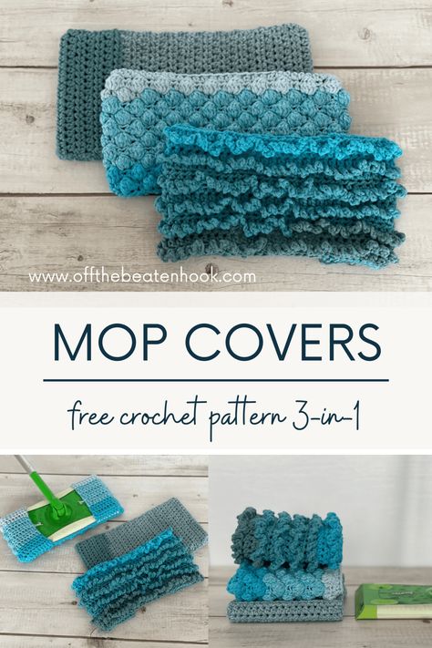 Reusable Mop Cover Free Crochet Pattern 3-in-1 Swiffer Mop, Swiffer Cover, Scrubbies Crochet Pattern, Saving The Earth, Crochet Scrubbies, Crochet Washcloth, Mop Pads, Beginner Crochet Projects, Crochet Kitchen