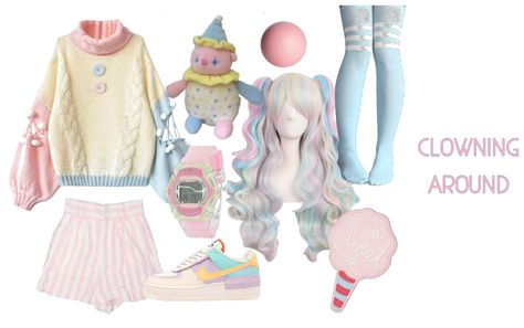 Pastel Clowncore Outfit, Clowncore Outfit Ideas, Pastel Clowncore Fashion, Pastel Clowncore, Clowncore Clothes, Pastel Clown, Clowncore Outfit, Welcome To The Circus, Clowning Around