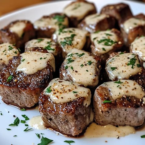 Garlic Butter Steak Bites with Parmesan Cream Sauce Recipe Garlic Parmesan Beef Tips, Garlic Steak Bites Oven, Garlic Parm Steak Bites, Pan Seared Garlic Butter Steak & Mushroom Cream Sauce, Cajun Garlic Butter Steak Bites, Steak Bites With Garlic Butter Cast Iron, Garlic Parmesan Steak Bites, Garlic Butter Steak Bites With Parmesan, Garlic Steak Bites Crockpot