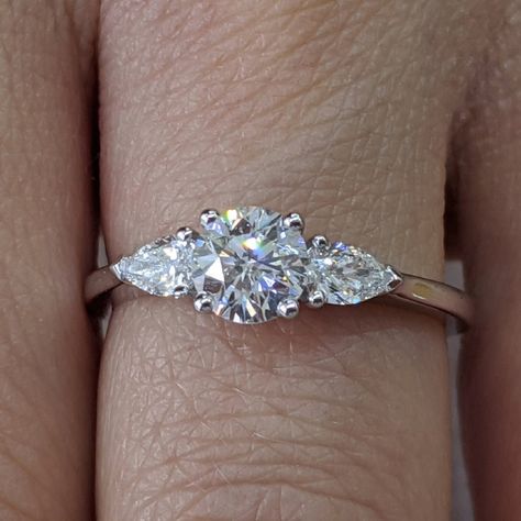 Ring 3 Stone, Classic Diamond Engagement Ring, 3 Stone Diamond Ring, 1 Carat Engagement Rings, Pear Diamond Rings, Simple Engagement, Marquise Diamond Engagement Ring, Pear Cut Engagement Rings, Celebration Ideas