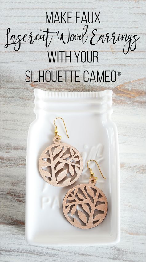 Faux Lasercut Wood Sheet Earrings | Silhouette Jewelry, Inkscape Tutorials, Silhouette Cameo 4, Silhouette Cameo Crafts, Silhouette Curio, Silhouette Cameo Tutorials, Silhouette Tutorials, Silhouette America, Silhouette Portrait