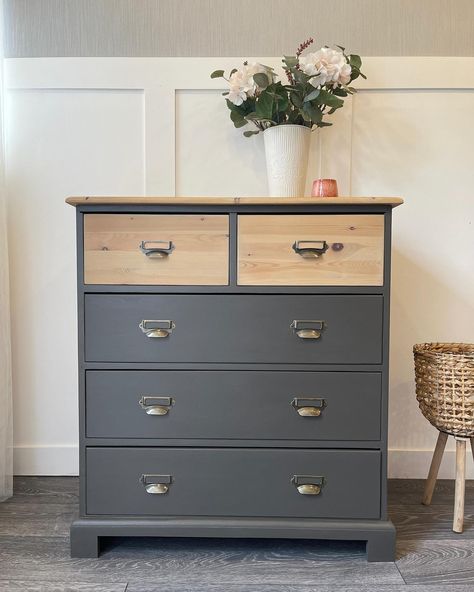 This lovely solid Pine chest of drawers is available now ✨. Finished in the beautiful colour Oakham, and tan washed in Algonquin by @fusionmineralpaintuk #fusionmineralpaint #upcycledfurnitureuk #upcycledfurniture #paintitbeautiful #paintedfurniture #etsy #etsyuk Pine Chest Of Drawers Makeover, Refurbished Chest Of Drawers, Chest Of Drawers Makeover, Tall Drawers, French Apartment, Dressing Table Desk, Pine Chests, Dovetail Joints, Bedroom Sideboard