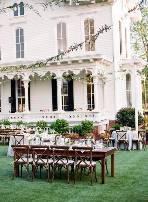 Wedding Theme Outdoor, Mansion Wedding Venues, Wedding Backyard Reception, Backyard Reception, Beautiful Beach Wedding, Raleigh Wedding, Outdoor Reception, Southern Weddings, Mansion Wedding